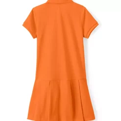 School Uniform Girls Short Sleeve Mesh Pleated Polo Dress