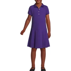 School Uniform Girls Short Sleeve Mesh Pleated Polo Dress