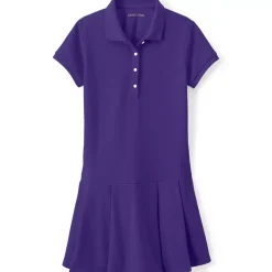 School Uniform Girls Short Sleeve Mesh Pleated Polo Dress
