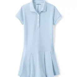 School Uniform Girls Short Sleeve Mesh Pleated Polo Dress