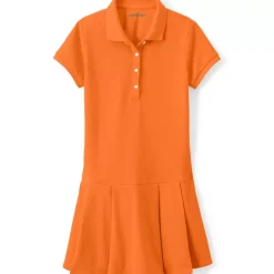 School Uniform Girls Short Sleeve Mesh Pleated Polo Dress