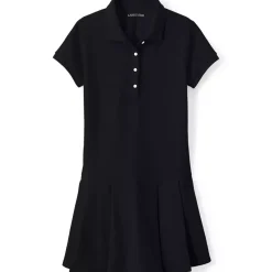 School Uniform Girls Short Sleeve Mesh Pleated Polo Dress