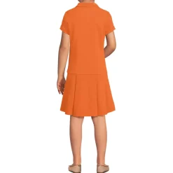 School Uniform Girls Short Sleeve Mesh Pleated Polo Dress