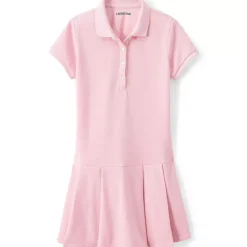 School Uniform Girls Short Sleeve Mesh Pleated Polo Dress