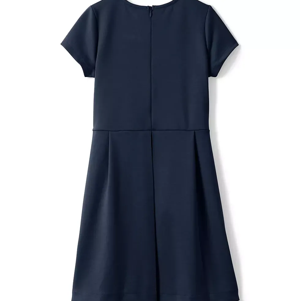 School Uniform Girls Short Sleeve Ponte Dress Top of Knee
