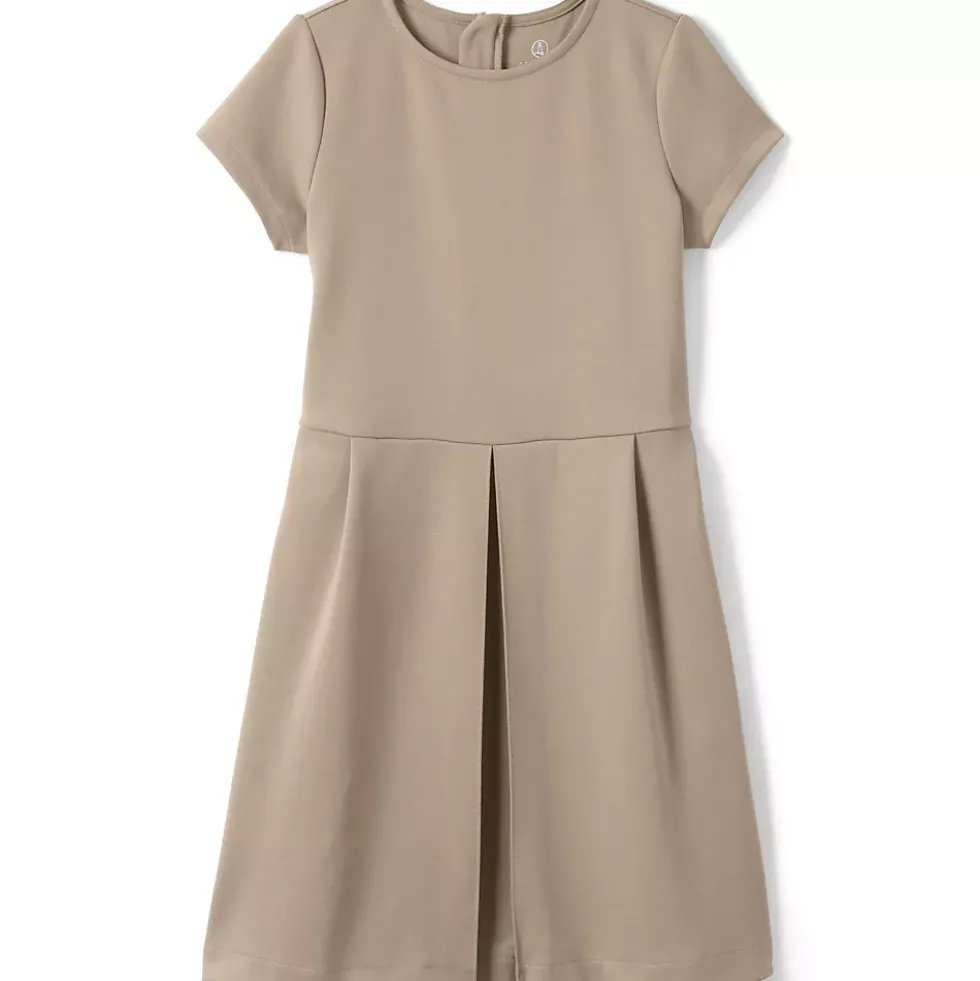 School Uniform Girls Short Sleeve Ponte Dress Top of Knee