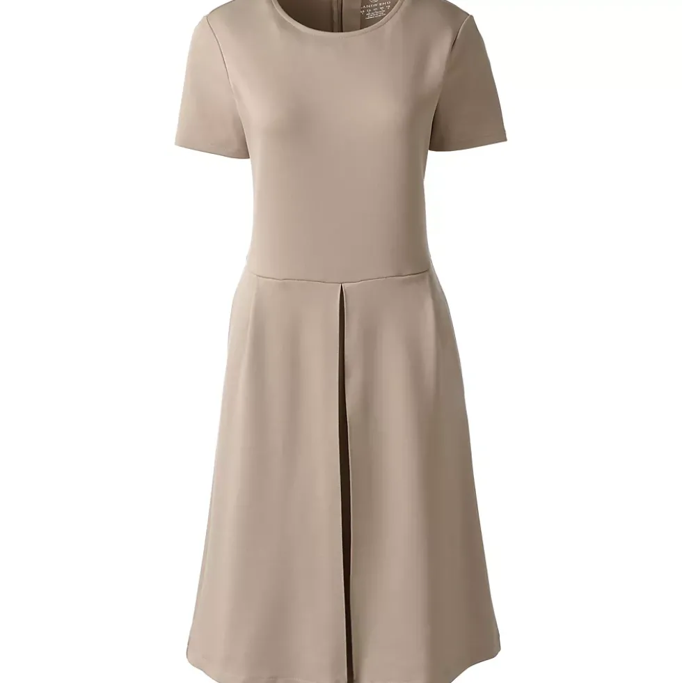 School Uniform Girls Short Sleeve Ponte Dress Top of Knee