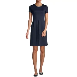 School Uniform Girls Short Sleeve Ponte Dress Top of Knee