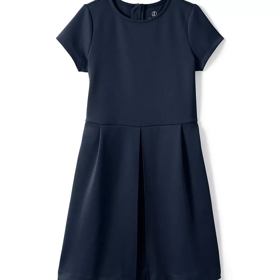 School Uniform Girls Short Sleeve Ponte Dress Top of Knee