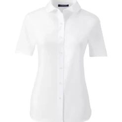 School Uniform Girls Short Sleeve Peter Pan Collar Broadcloth Shirt