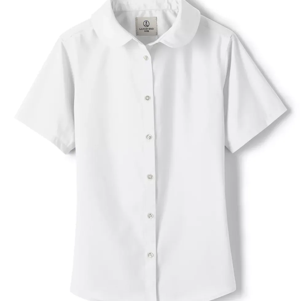 School Uniform Girls Short Sleeve Peter Pan Collar Broadcloth Shirt