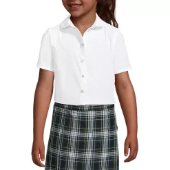 School Uniform Girls Short Sleeve Peter Pan Collar Broadcloth Shirt