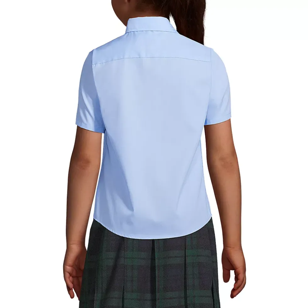 School Uniform Girls Short Sleeve Peter Pan Collar Broadcloth Shirt
