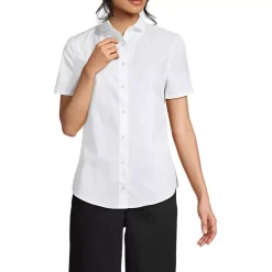 School Uniform Girls Short Sleeve Peter Pan Collar Broadcloth Shirt