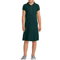 School Uniform Girls Short Sleeve Mesh Polo Dress at the Knee