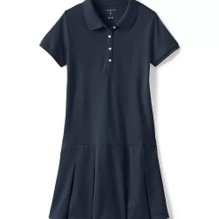 School Uniform Girls Short Sleeve Mesh Polo Dress at the Knee