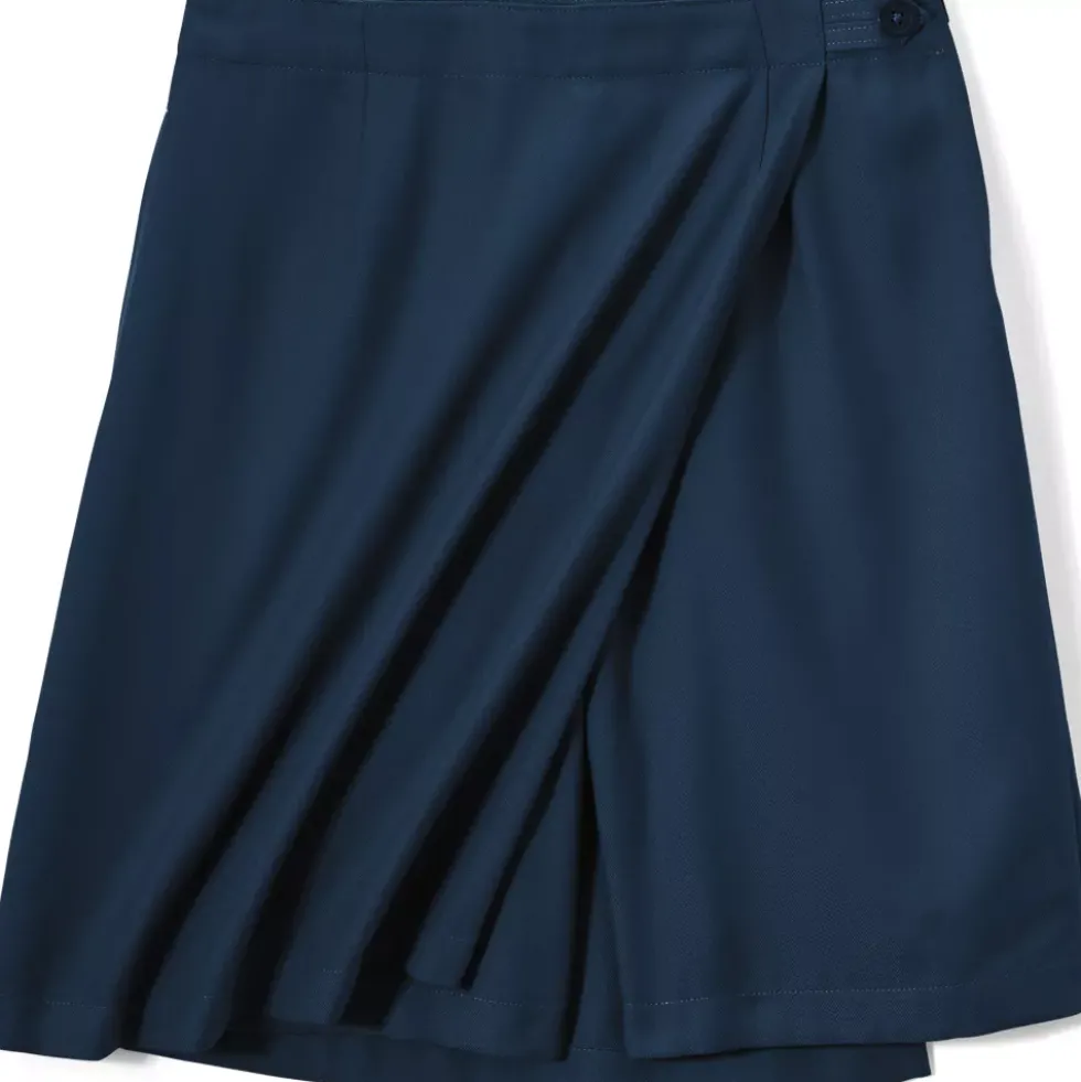 School Uniform Girls Solid A Line Tab Skort Top of Knee