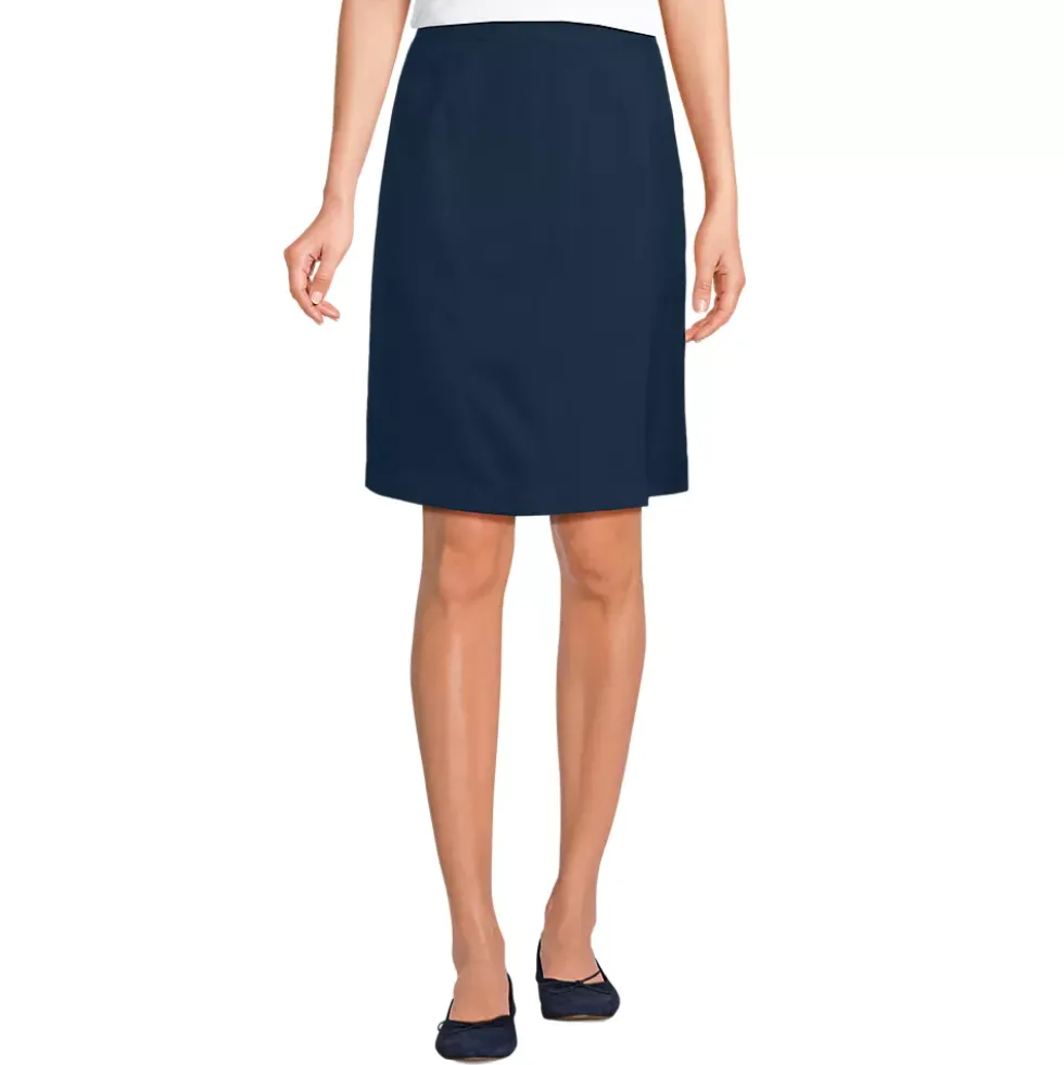 School Uniform Girls Solid A Line Tab Skort Top of Knee