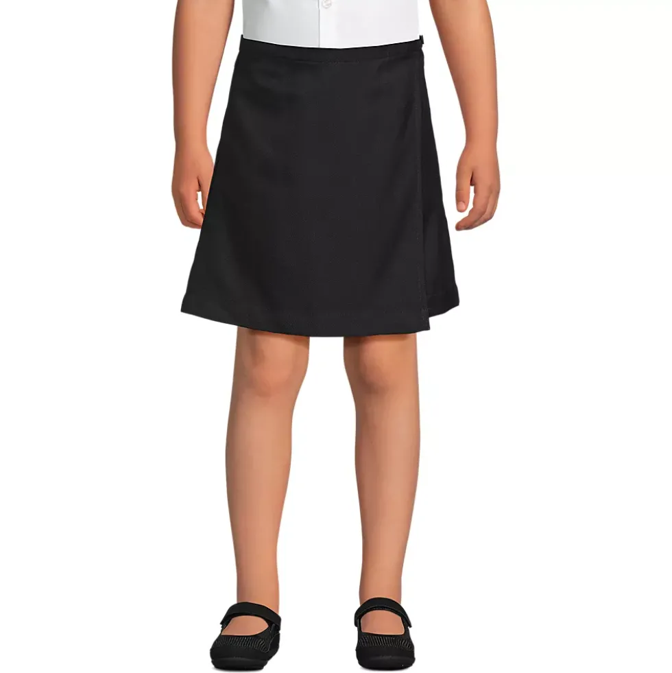 School Uniform Girls Solid A Line Tab Skort Top of Knee