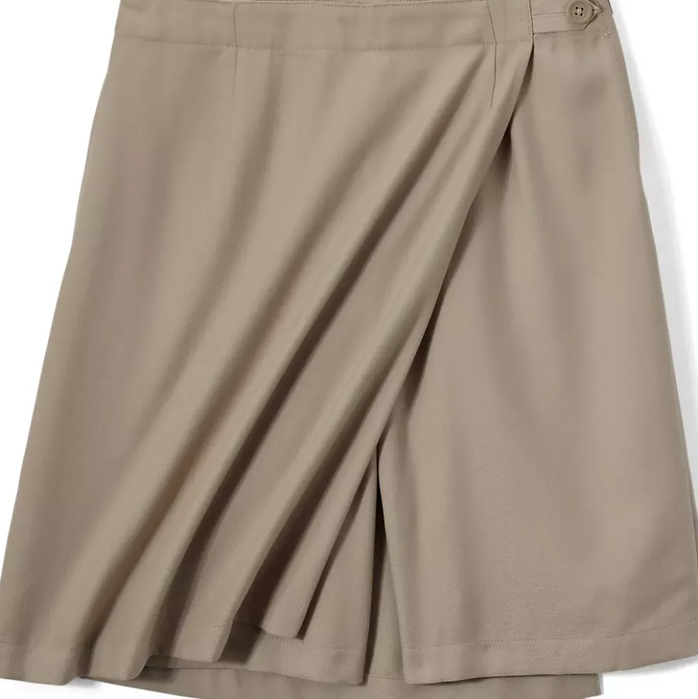 School Uniform Girls Solid A Line Tab Skort Top of Knee