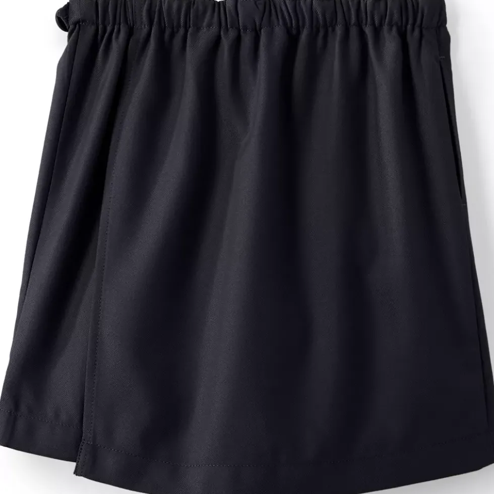 School Uniform Girls Solid A Line Tab Skort Top of Knee