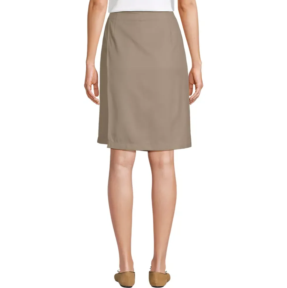 School Uniform Girls Solid A Line Tab Skort Top of Knee