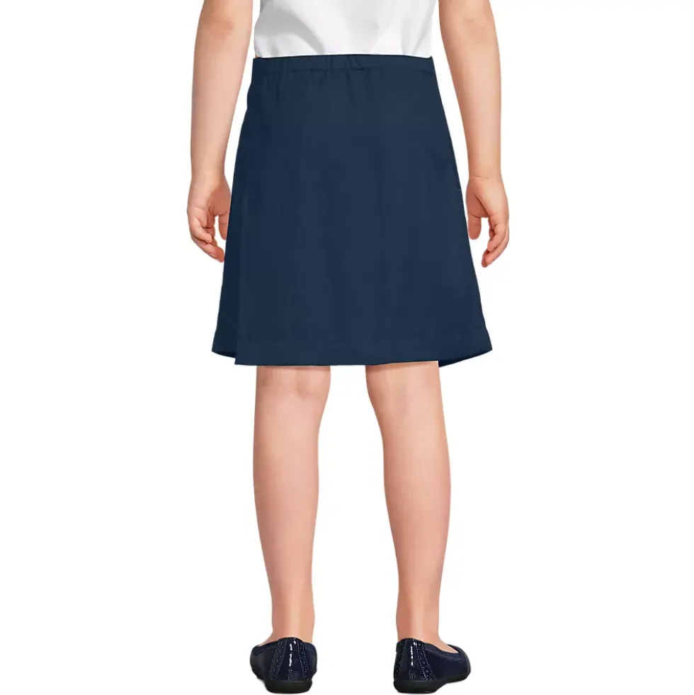 School Uniform Girls Solid A Line Tab Skort Top of Knee