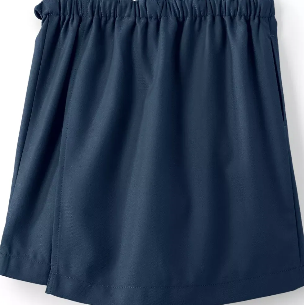 School Uniform Girls Solid A Line Tab Skort Top of Knee
