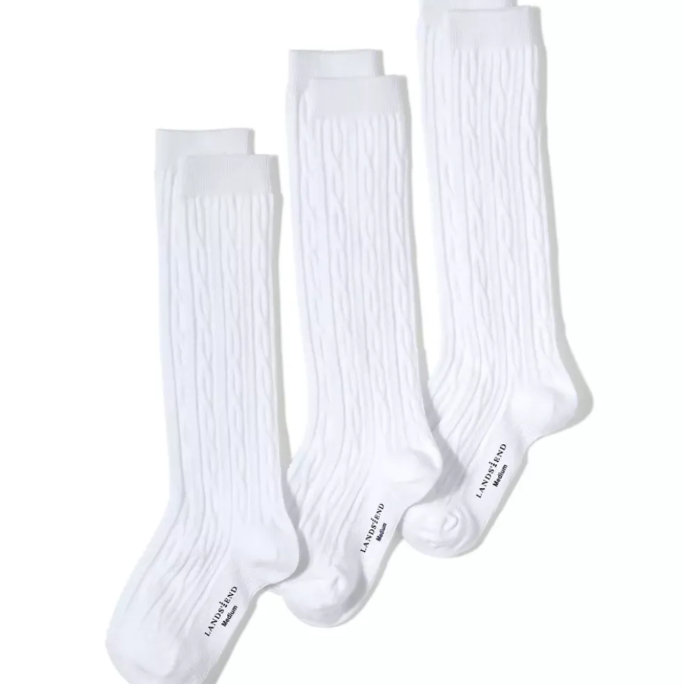 School Uniform Girls Solid Cable Knee Socks (3-pack)