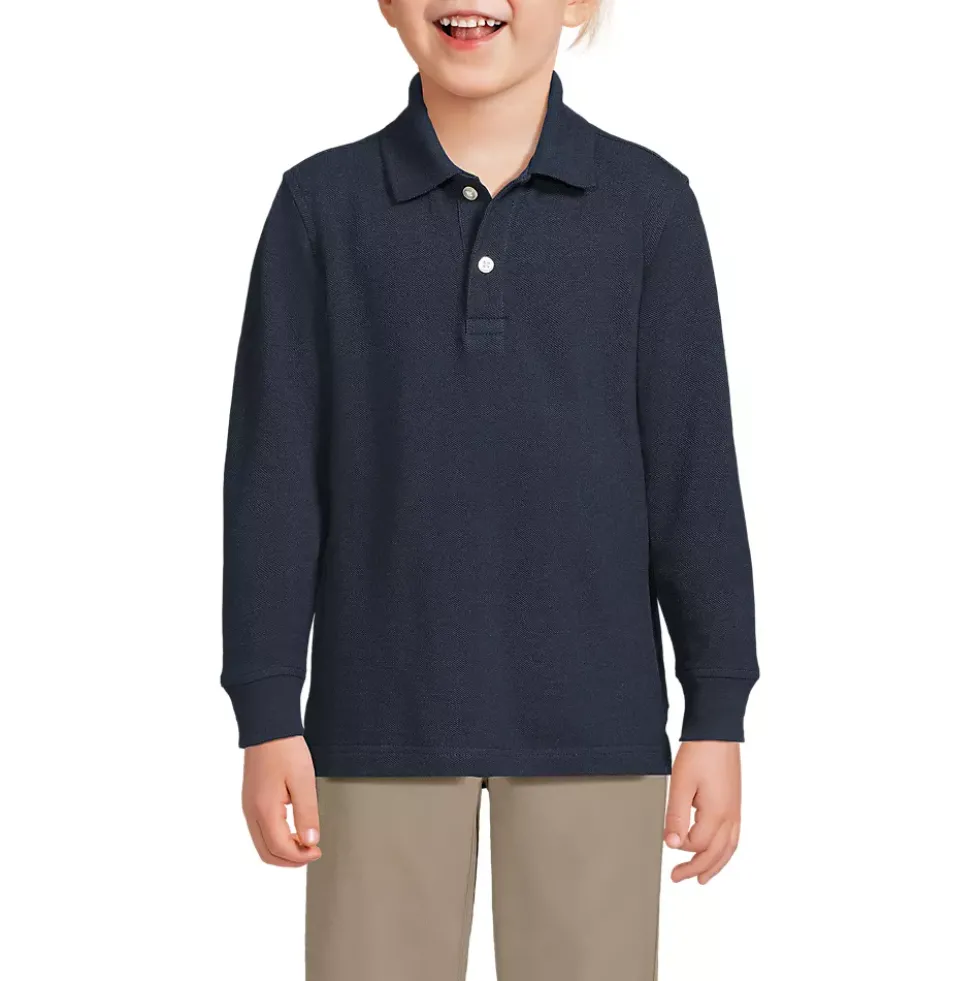 School Uniform Kids Long Sleeve Mesh Polo Shirt