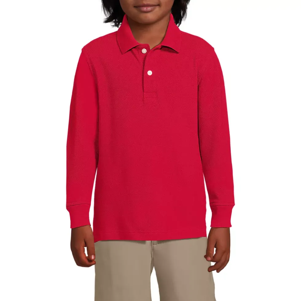 School Uniform Kids Long Sleeve Mesh Polo Shirt