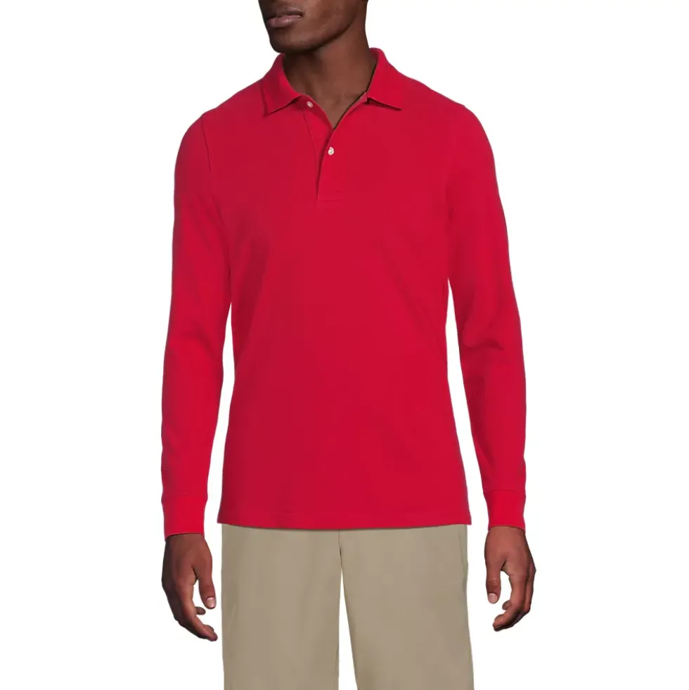 School Uniform Kids Long Sleeve Mesh Polo Shirt