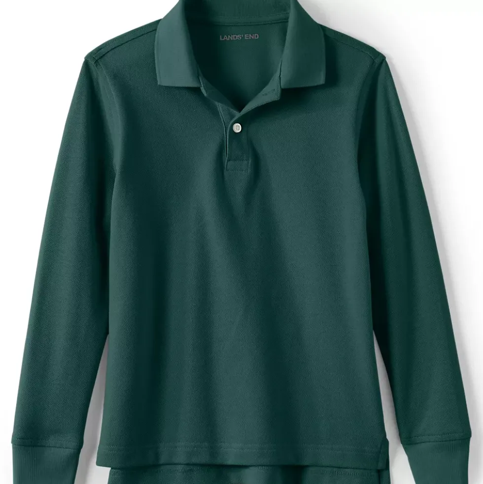 School Uniform Kids Long Sleeve Mesh Polo Shirt