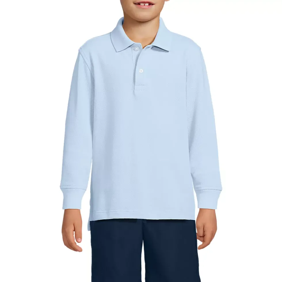 School Uniform Kids Long Sleeve Mesh Polo Shirt