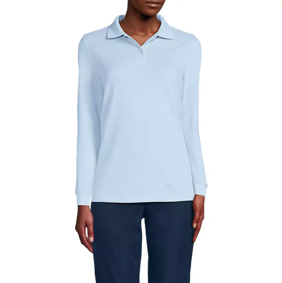 School Uniform Kids Long Sleeve Mesh Polo Shirt