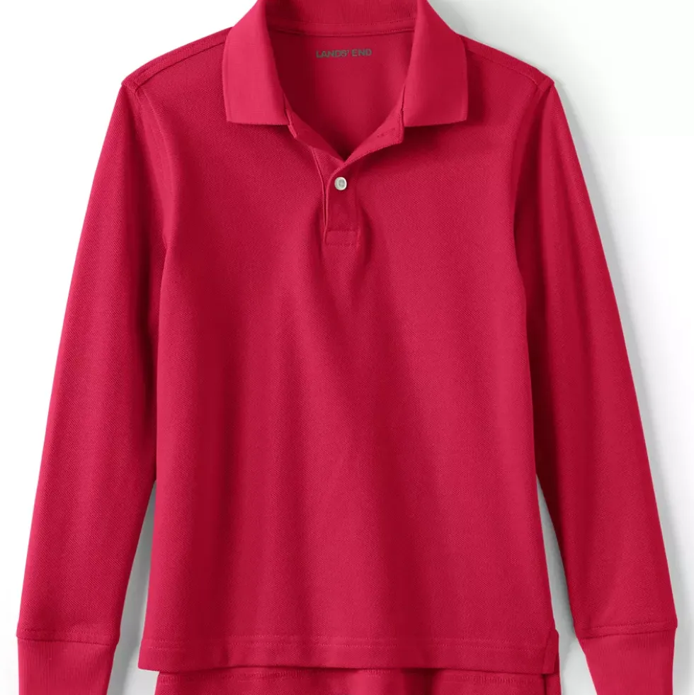 School Uniform Kids Long Sleeve Mesh Polo Shirt