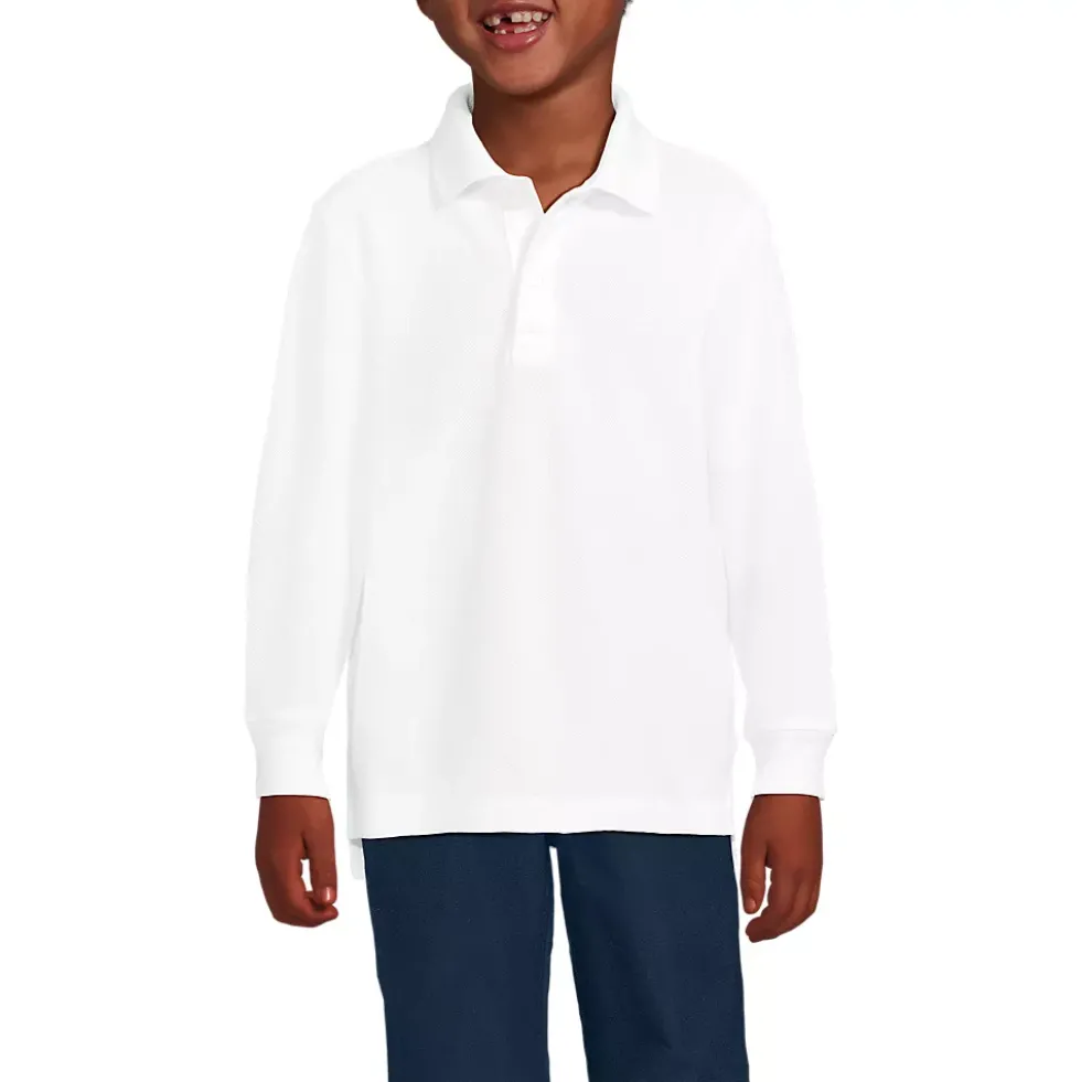 School Uniform Kids Long Sleeve Mesh Polo Shirt