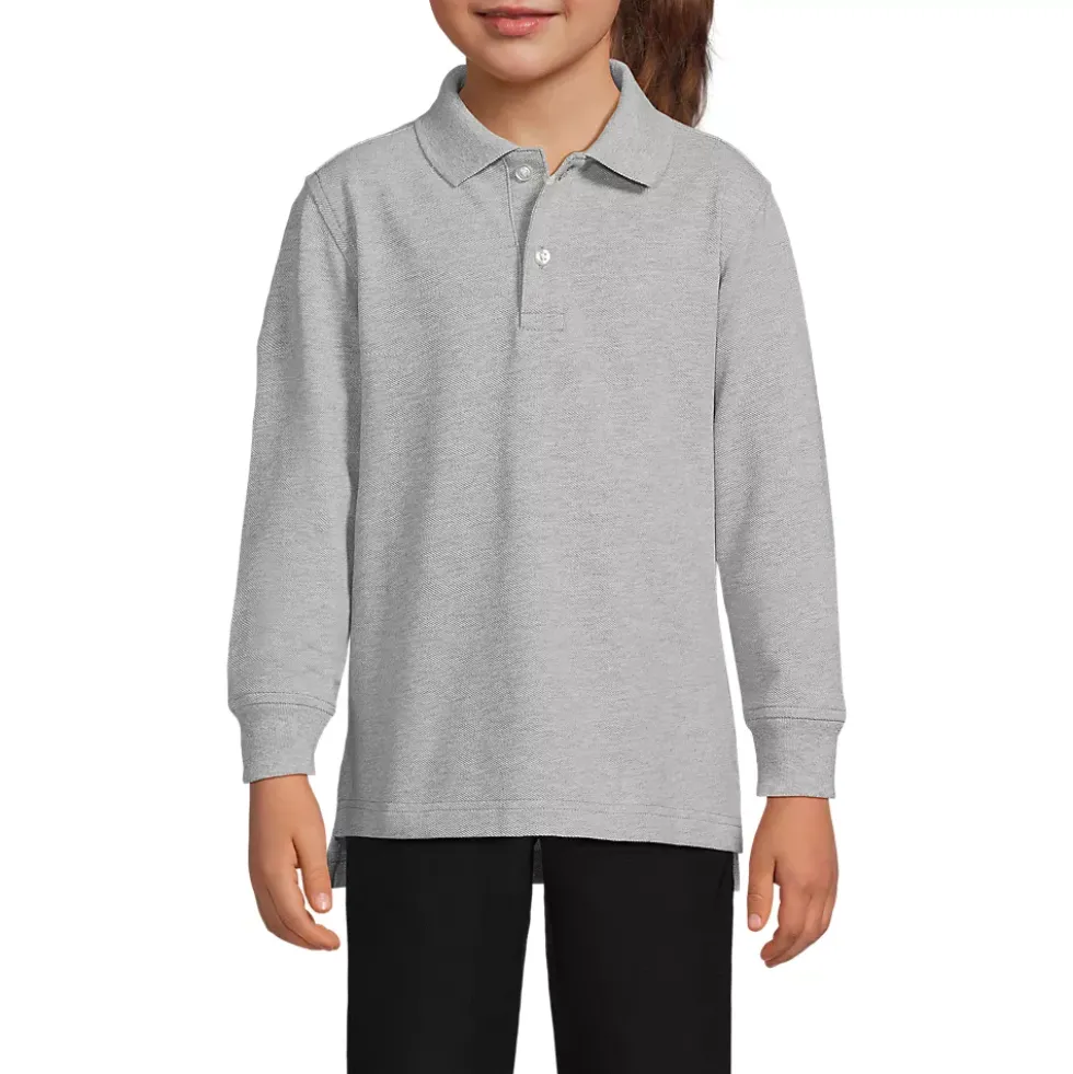 School Uniform Kids Long Sleeve Mesh Polo Shirt
