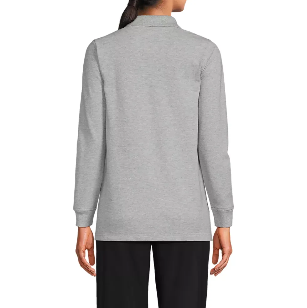 School Uniform Kids Long Sleeve Mesh Polo Shirt