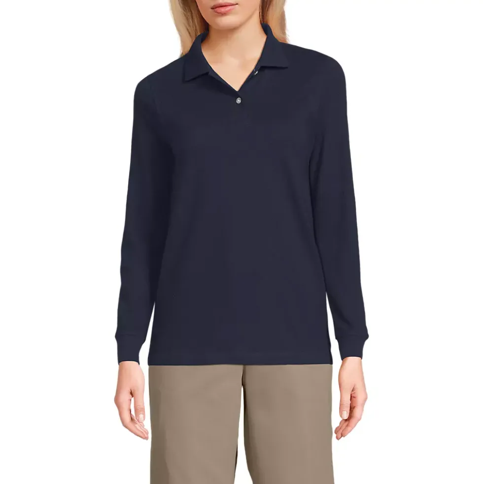 School Uniform Kids Long Sleeve Mesh Polo Shirt