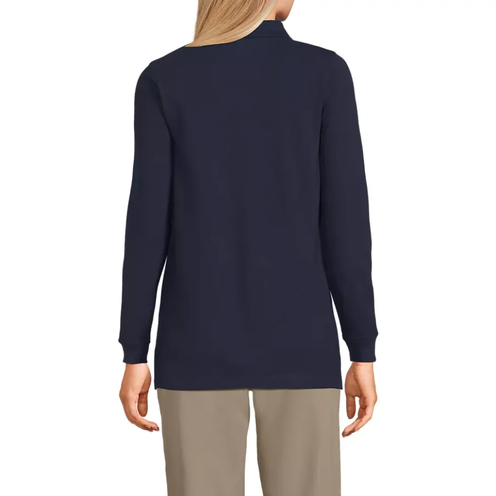 School Uniform Kids Long Sleeve Mesh Polo Shirt