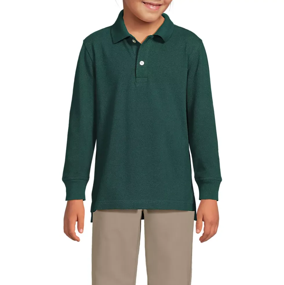 School Uniform Kids Long Sleeve Mesh Polo Shirt