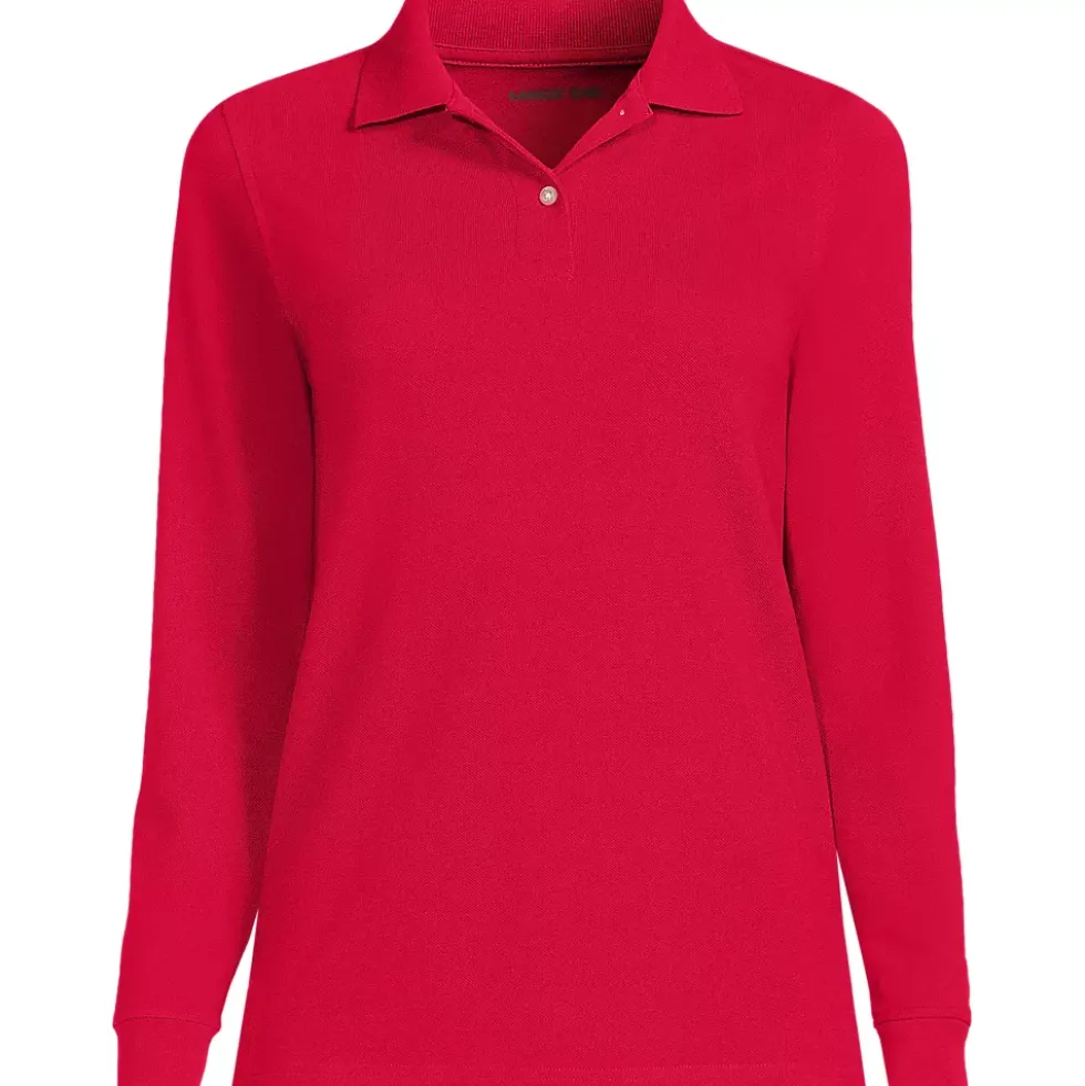 School Uniform Kids Long Sleeve Mesh Polo Shirt