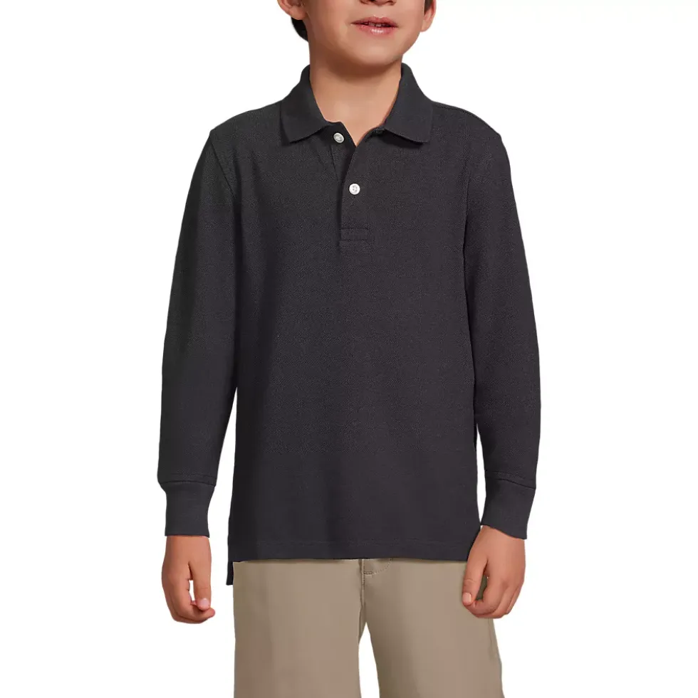 School Uniform Kids Long Sleeve Mesh Polo Shirt