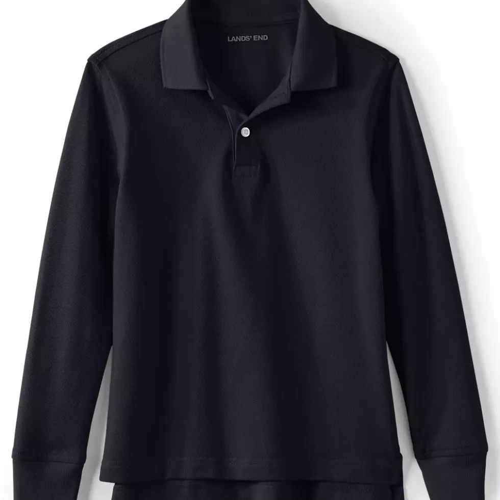 School Uniform Kids Long Sleeve Mesh Polo Shirt