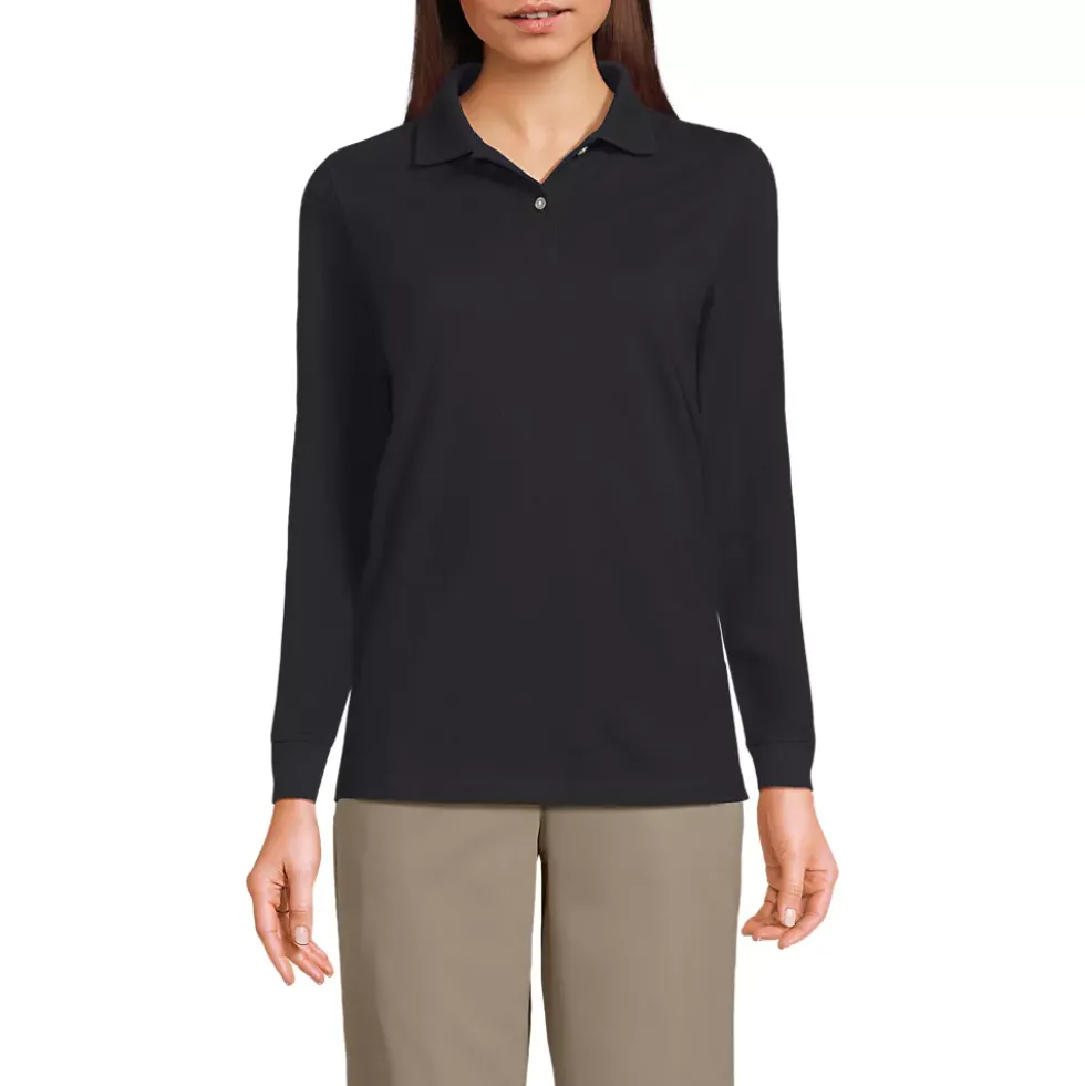 School Uniform Kids Long Sleeve Mesh Polo Shirt