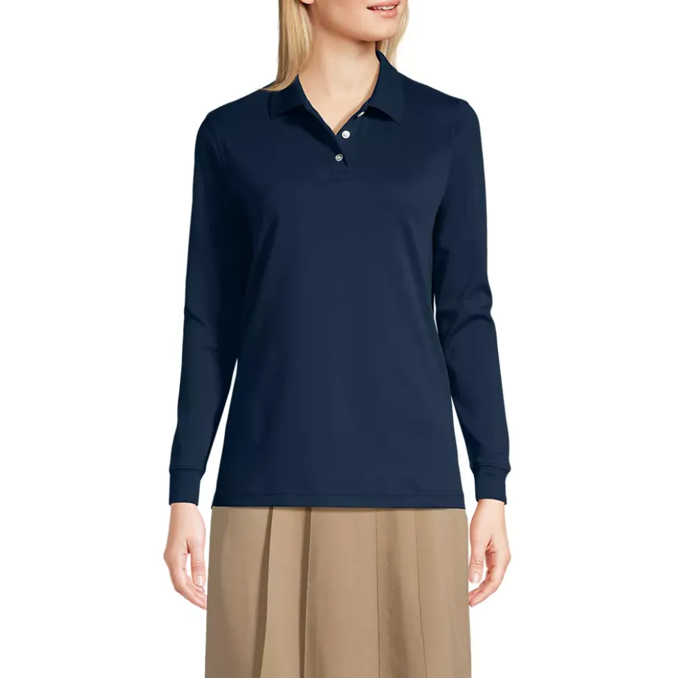 School Uniform Kids Long Sleeve Interlock Polo Shirt