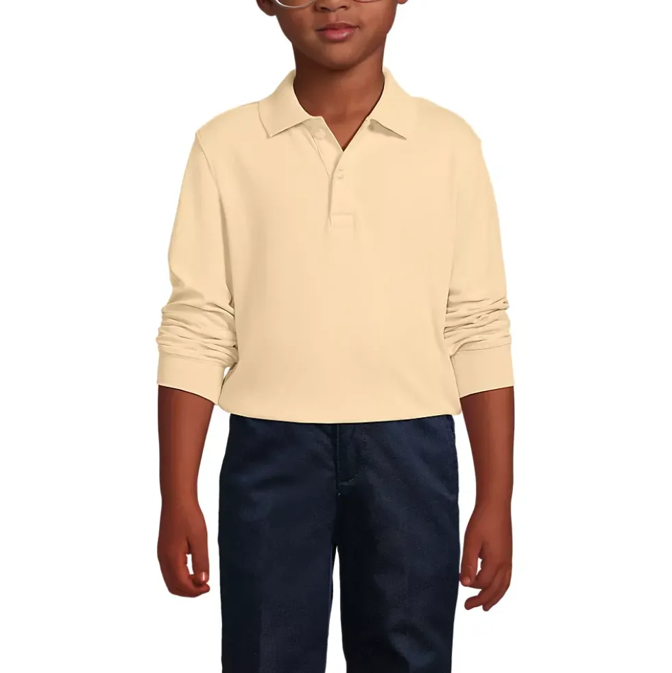 School Uniform Kids Long Sleeve Interlock Polo Shirt