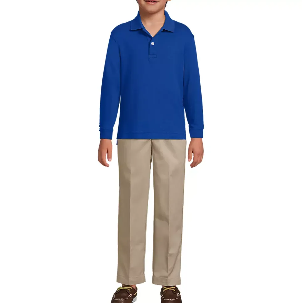 School Uniform Kids Long Sleeve Interlock Polo Shirt