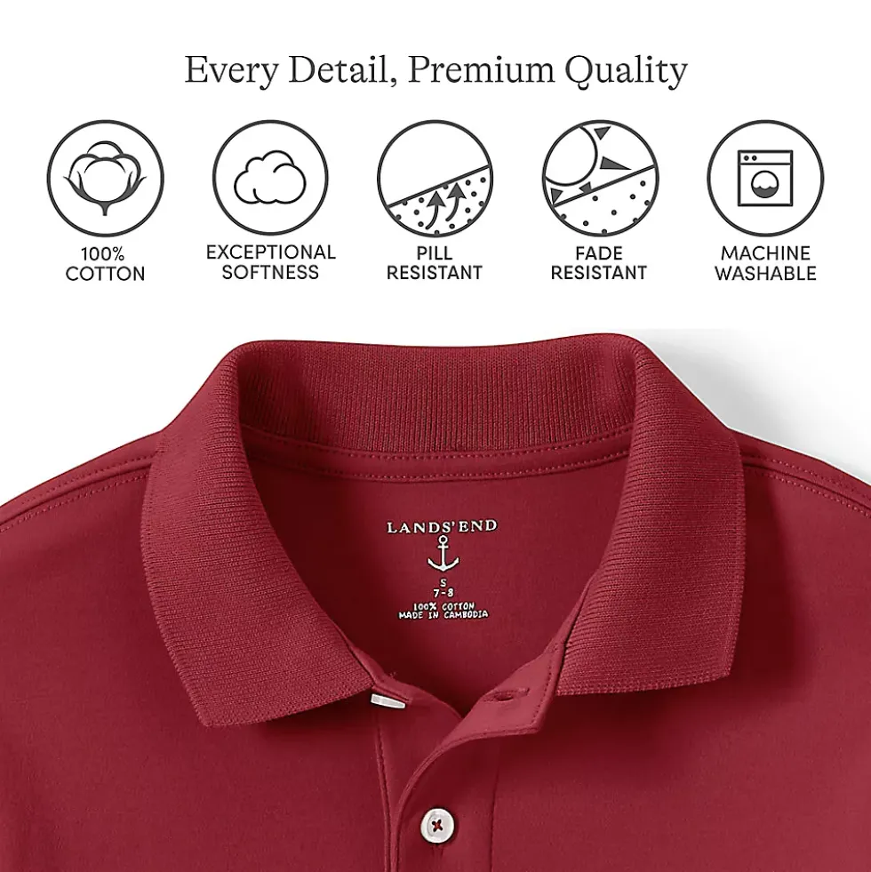 School Uniform Kids Long Sleeve Interlock Polo Shirt